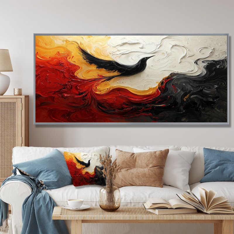 «Whitlatch», encre monochrome Echo II - fauvisme, Argent argent, H 28 po x l 60 po, Impression encadrée flottante
