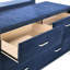 4 chambres à coucher pour très grand lit, bleu pacifique, tête de lit à oreilles, capitonnage à boutons, garniture cloutée, commode, miroir et table de chevet pour un charmant espace de couchage bleu avec lit, ensemble décoratif luxueux-135476027-135476029-135476031