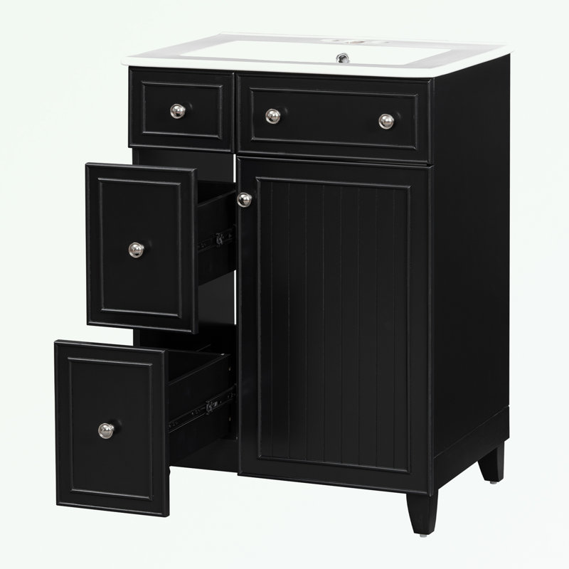 Armoire de salle de bain Madielyn, Noir, noir, noir, noir, Silver