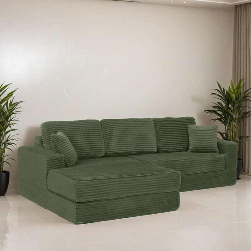 Canapé-lit modulaire 2 pièces pour salon, Polyester vert