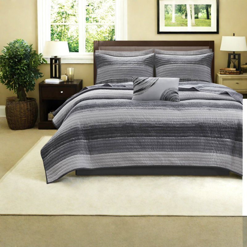Ensembles de literie noirs confortables avec courtepointe en microfibre pour maison moderne