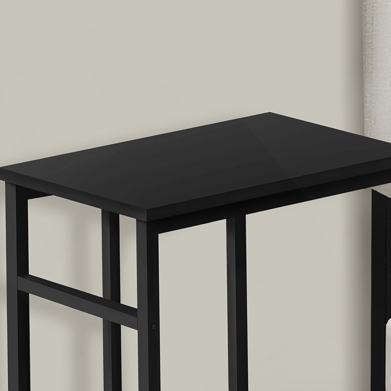 Table d'appoint, en forme de C, bout, côté, collation, stratifié brun, métal, contemporain, moderne, Noir