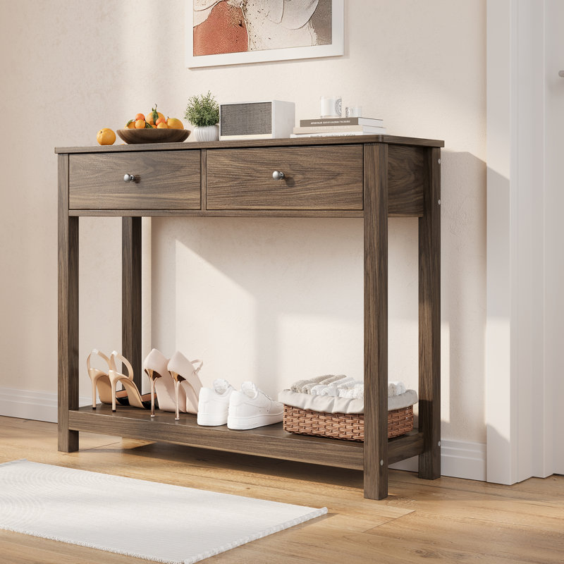 Console avec deux tiroirs, Brun rétro