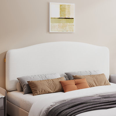 Damerius Curved Upholstered Headboard With Adjustable Height & Easy Plug-In Mount, Scratch-Resistant Towel Velvet
