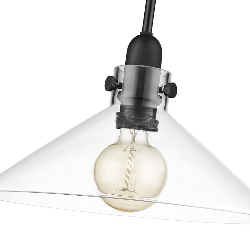 Luminaire suspendu conique 1 lumière Buzbee, Noir mat