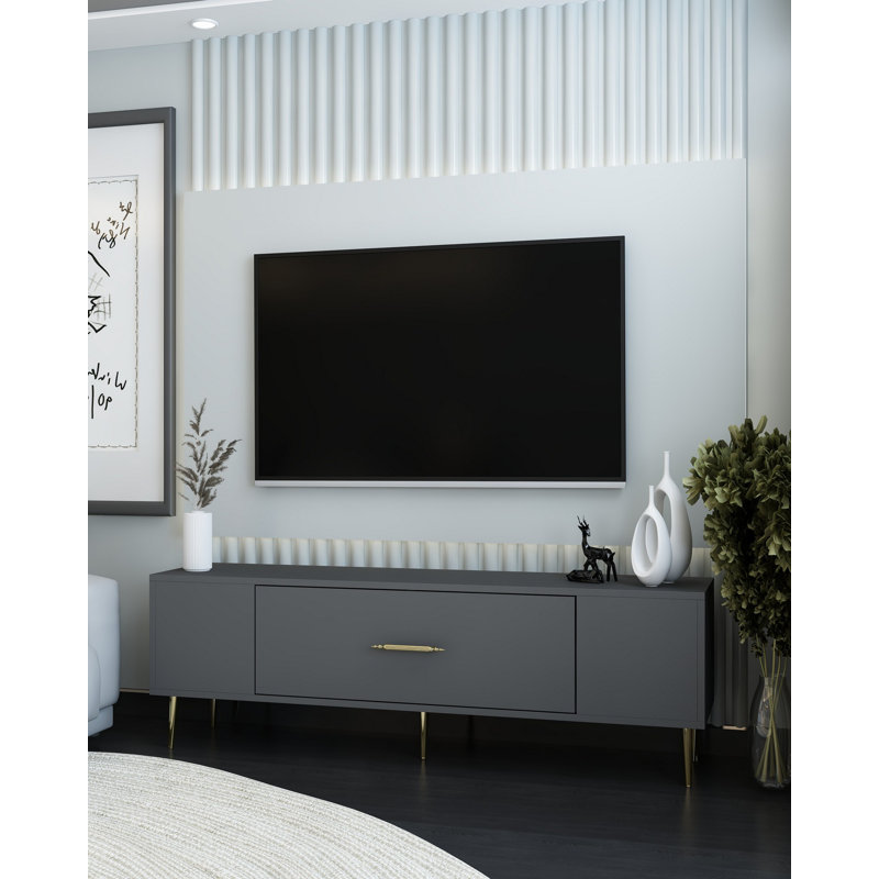 Tv stand, Gray/Gold