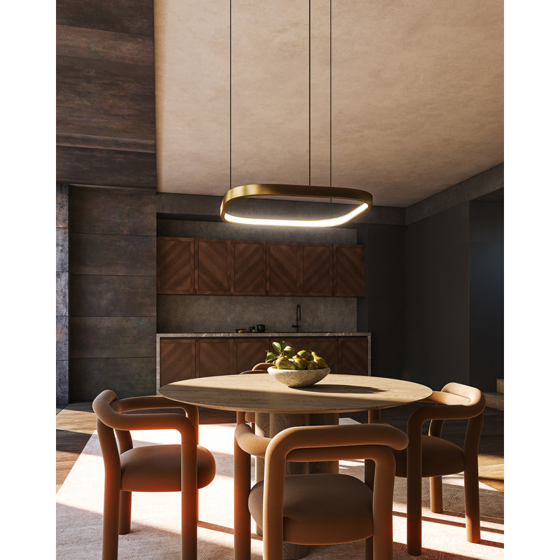Yukon 1 - Light LED Pendant, 1.5" H x 31.5" W x 31.5" D, Vintage Brass