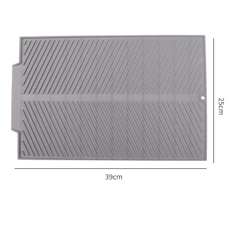 Tapis de séchage en silicone pour comptoir de cuisine gris antidérapant