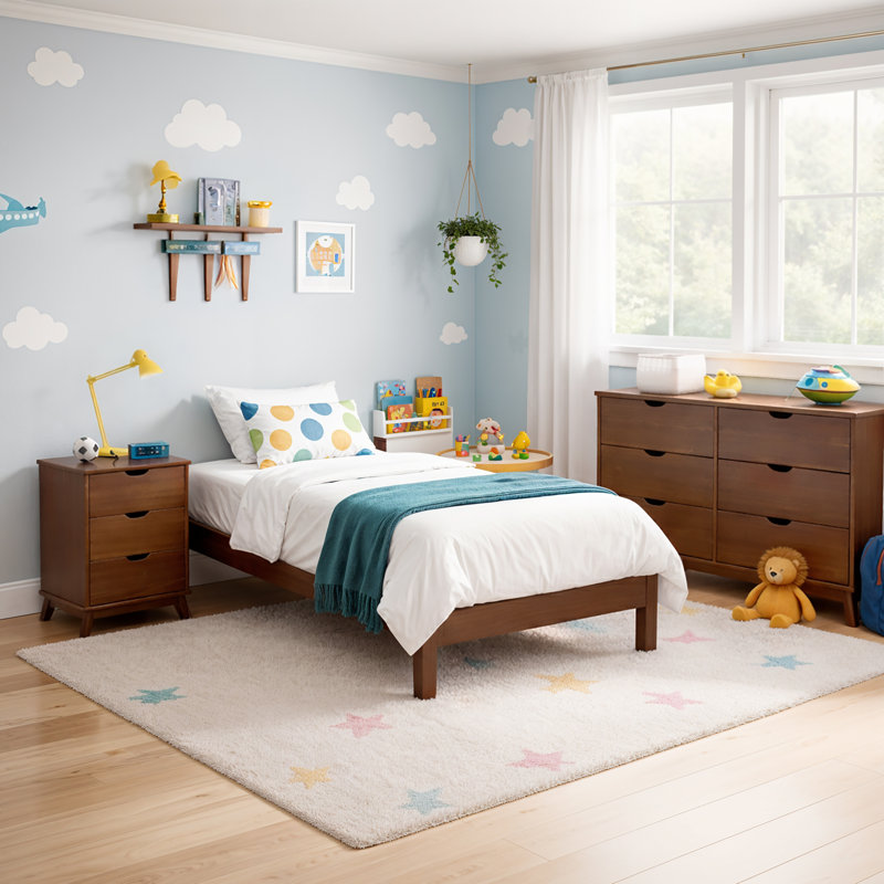 Marialana 4 Piece Bedroom Set, Twin, Walnut