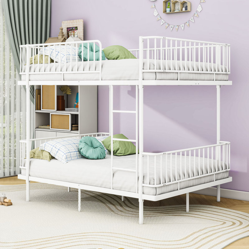 Lit superposé en métal avec conception convertible et caractéristiques de sécurité améliorées, Blanc