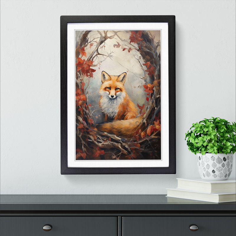 Fox Romanticism No.2 - Framed Print, 64cm H x 46cm W, Black Framed