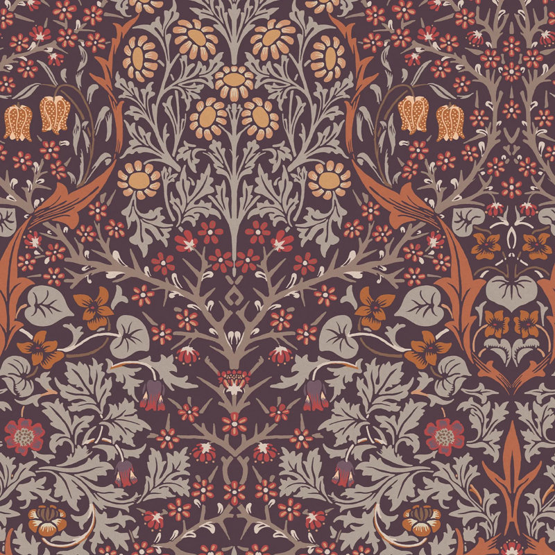 William Morris At Home Blackthorn Floral Wallpaper, Purple