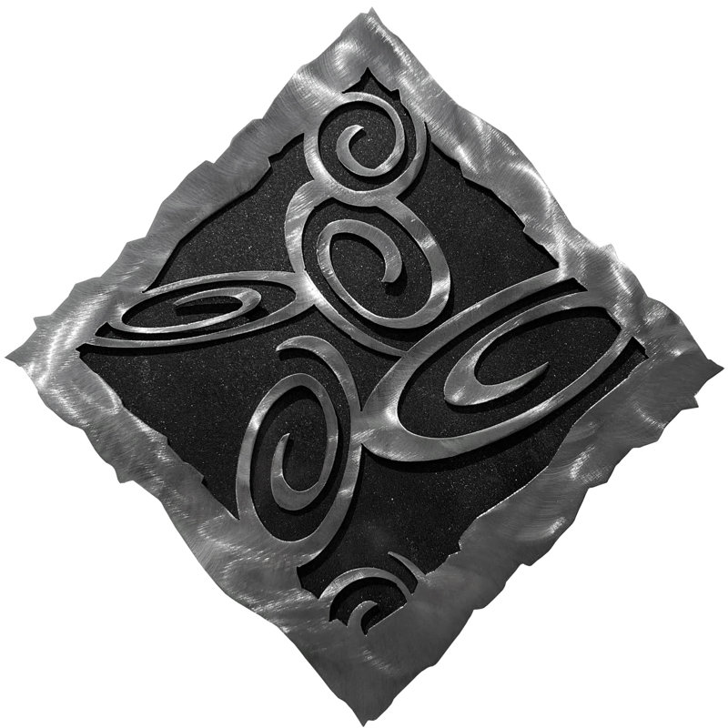 Meyerdirk Art Contemporary Steel Geometric Wall Art - Metallic Black, Metallic Black