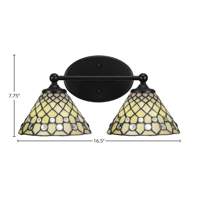 Barre d'éclairage de salle de bain Bl Blane au fini noir mat avec verre d'art 7 "Starlight, 2