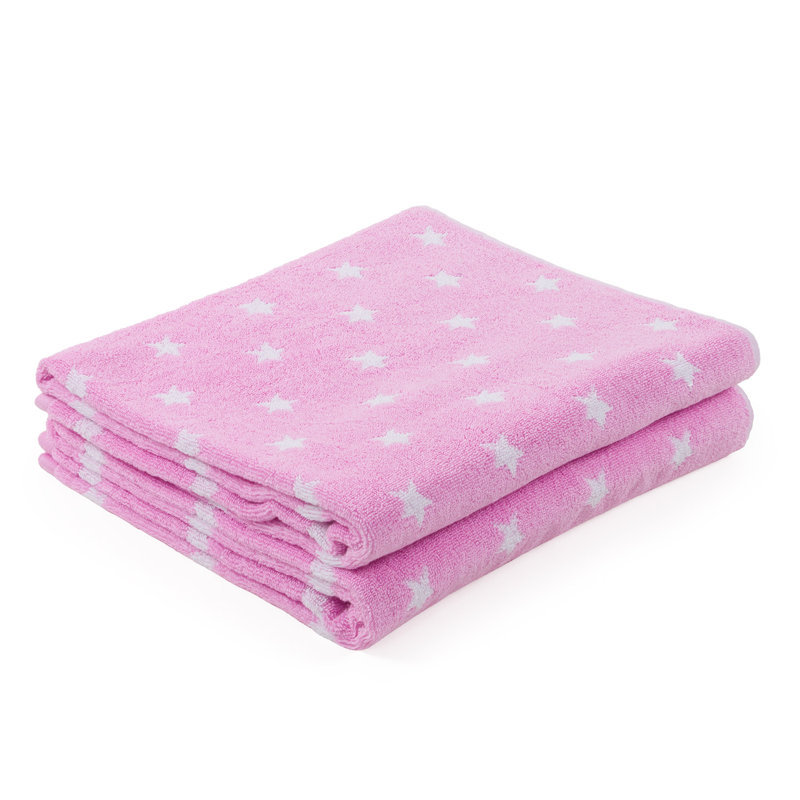 Evan Cotton Midweight Bath Towel, White/Pink