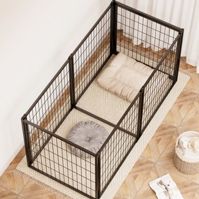 Indoor Dog Crate 63" For Small Medium Puppies, Iron Pet Kennel With Safe Top Cover, Corrosion And Fade , Flexible Door Setup, Divider Two - Separation