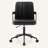 Breathable Cane Back Office Chair With Mid-Century Walnut Frame & Adjustable Swivel Base-1053717120