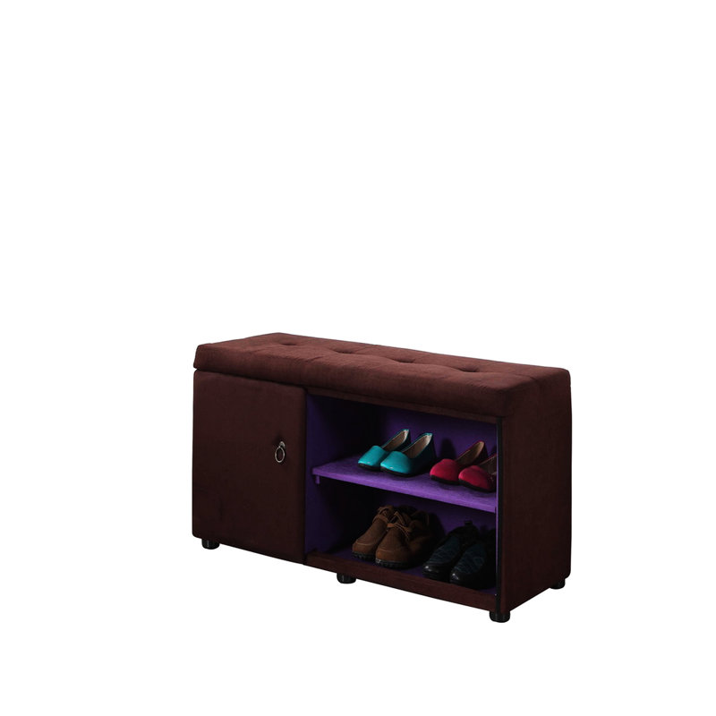 Rangement pour chaussures de 18 po de hauteur - compartiments cachés et poignée en métal avec assemblage facile, Brun, Brun