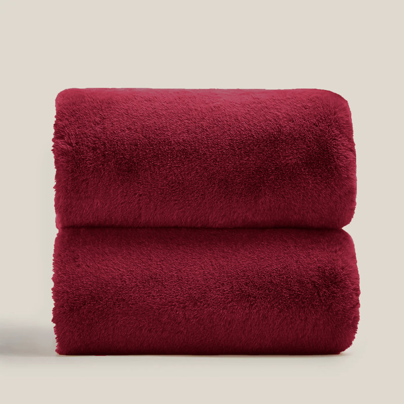 Francella Plush Cozy Mink faux Fleece Blanket/Throw, 130cm W x 150cm L, Burgundy
