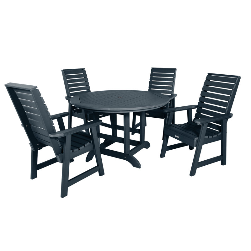 Ensemble de salle à manger d'extérieur 5 pièces 48 po Midwest, L 62,5 po x l 62,5 po x H 37 po, Bleu fédéral