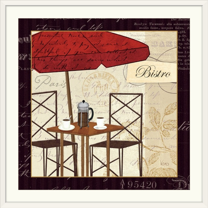 «Petit Cafe II with Border» par Véronique Charron, impression, H 35 po x l 35 po x P 1,5 po, Toile