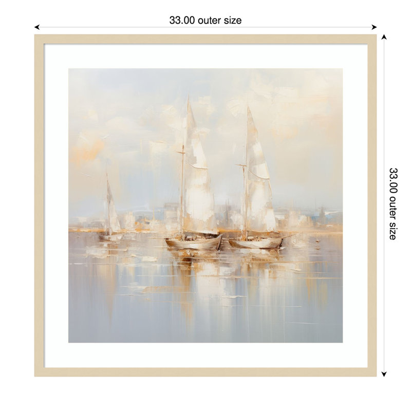 Reproduction d'art encadrée, "Gold bateaux II" par Lazar Studio, H 33 po x l 33 po