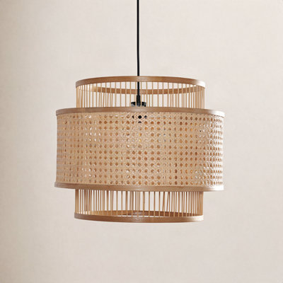 Hickerson Single Light Rattan Wood Dimmable Pendant