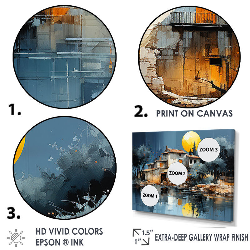 L'usine silencieuse la nuit, Toile tendue, H 30 po x l 40 po x P 1,5 po