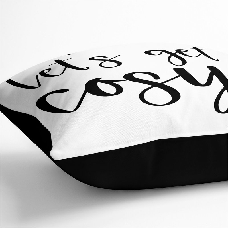 Let's Get Cosy Typography Square Throw Cushion, 40cm H x 40cm W x 15cm D, Black