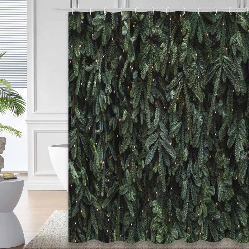 Rideau de douche vert imperméable, rideaux de douche pour la salle de bain avec 12 crochets, 72" L x 72" W