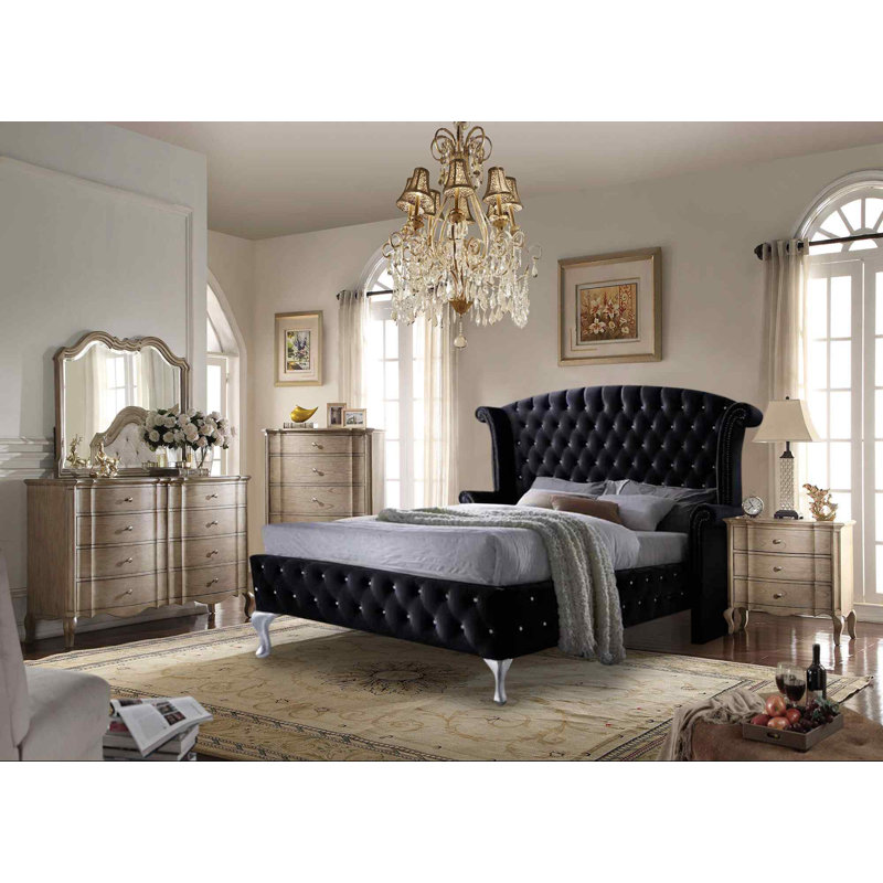 Upholstered Bed, Single (3'), Black