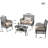 4 Pieces Garden Leisure Relax - Pe With Soft Cushions And Tempered Glass Table Complete Poolside Seating , Cushions,-1023990858