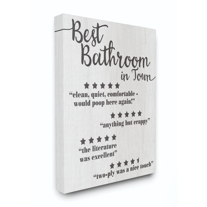« five star salle de bain », art textuel, Toile tendue, H 20 po x l 16 po x P 1,5 po