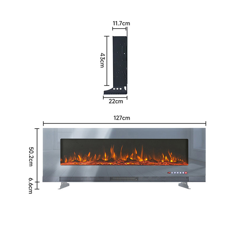Wall Mounted Electric Fireplace, 56.8cm H x 127cm W x 22cm D