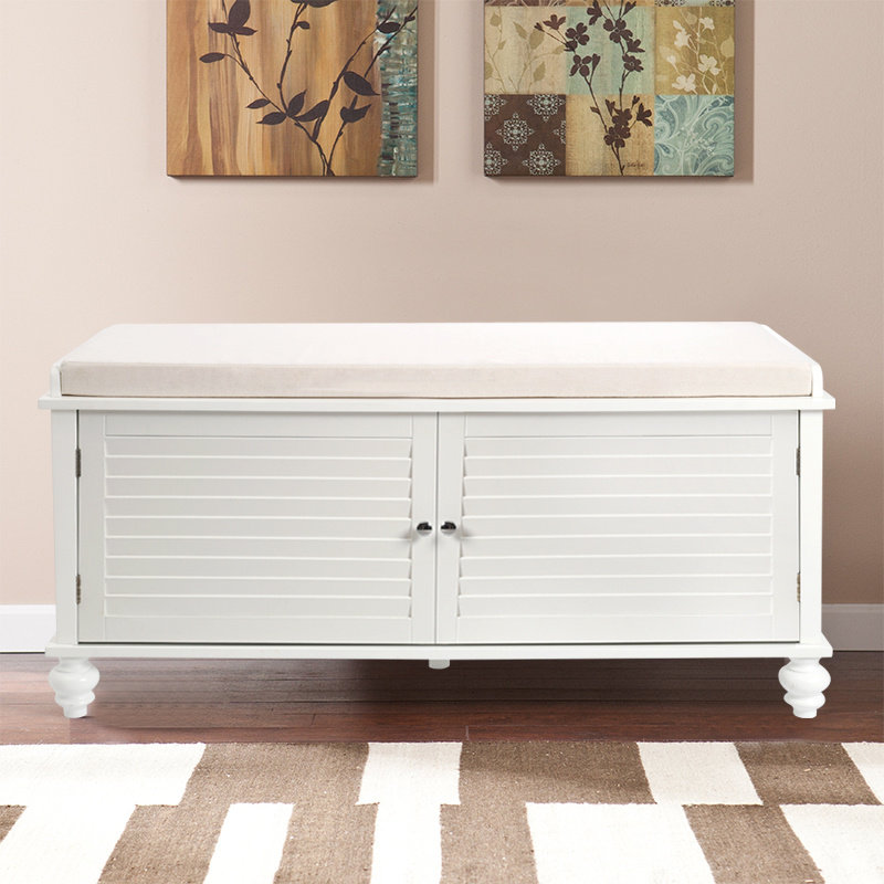 Poway 120cm Wide Solid Colour Standard Ottoman with Storage, White