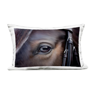 Equine Gaze Close Up Outdoor Printed Pillow, design by Seven Trees Design