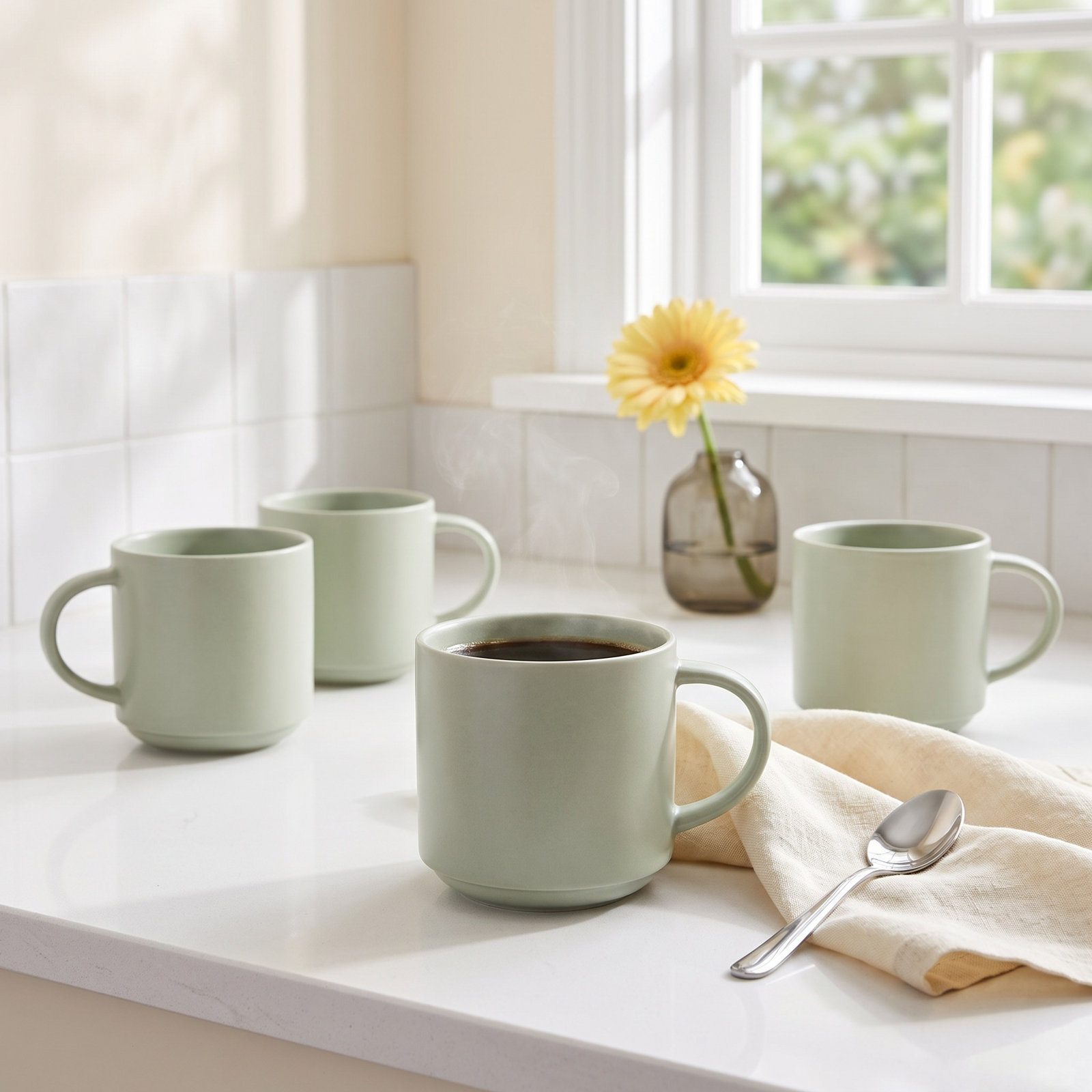 Stackable Stoneware Mug, Green