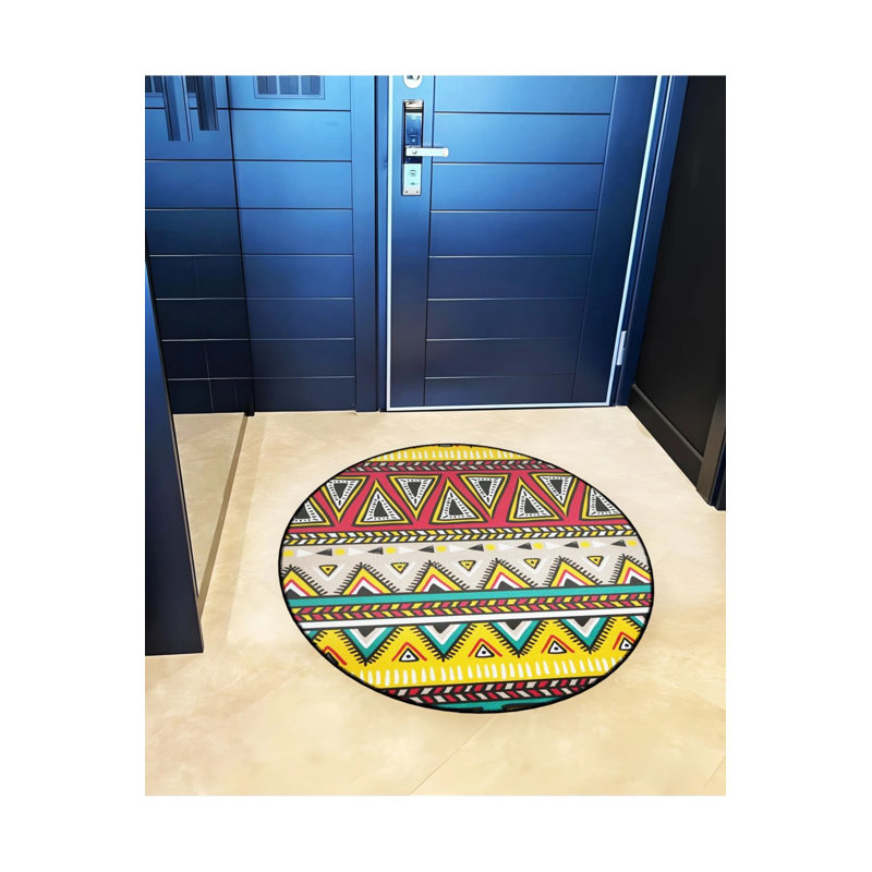 Tapis décoratif multicolore, Rond 2 pi 8 po
