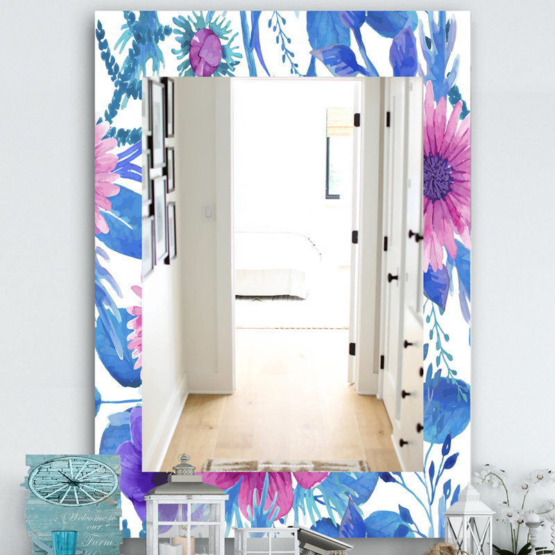 Miroir décoratif traditionnel fleuri, H 39,4 po x l 29,5 po x P 0,24 po