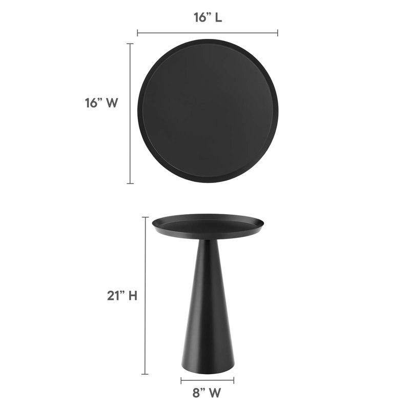Maren Round Side Table In Brass, Black