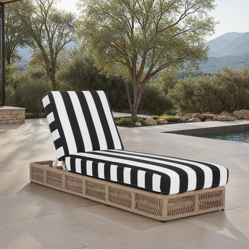 Gillian Steel and Rope Chaise Lounger, Black