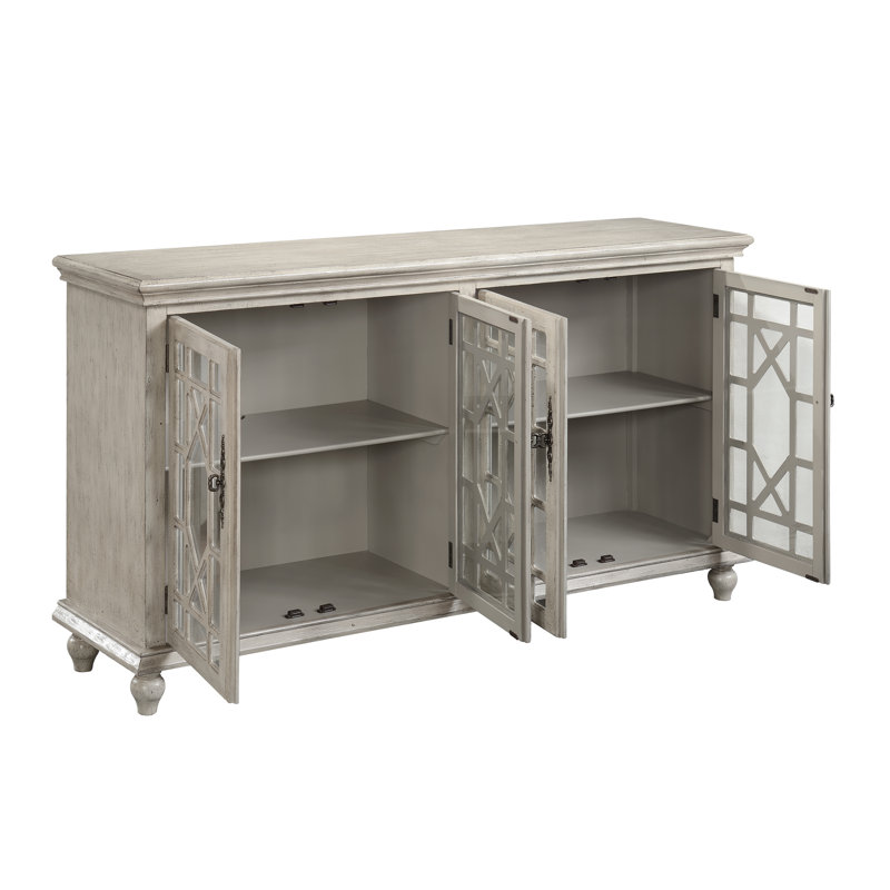 Ira Wood Four Door Credenza, Ivory
