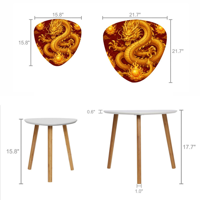 Triangle Nesting Coffee Table Set of 2 Seamless happy chinese new year 2024 dragon zodiac sign asian elements End Table Modern Minimalist Side Table Set for Living Room Bedroom