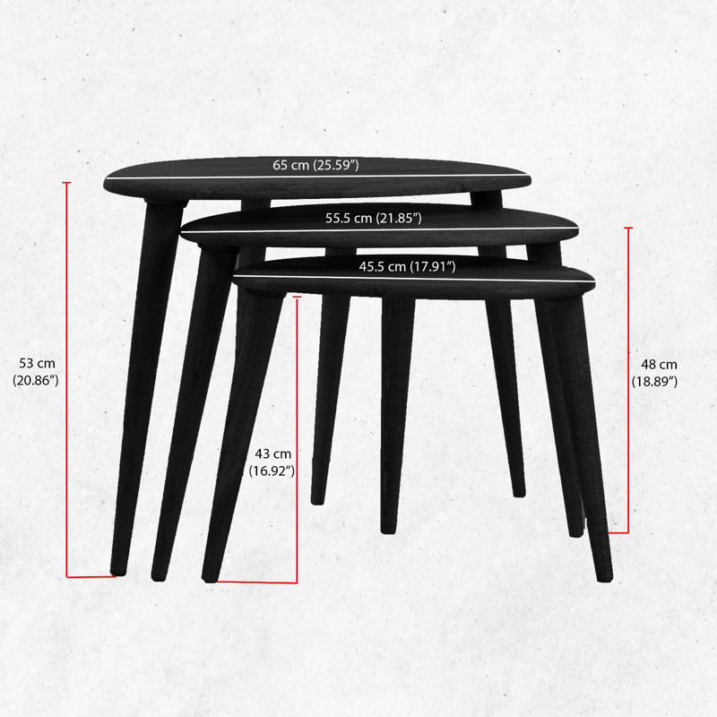 Ensemble de 3 tables basses, Noir