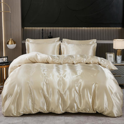 Polyester Solid Colour Duvet Cover Set with Pillowcases