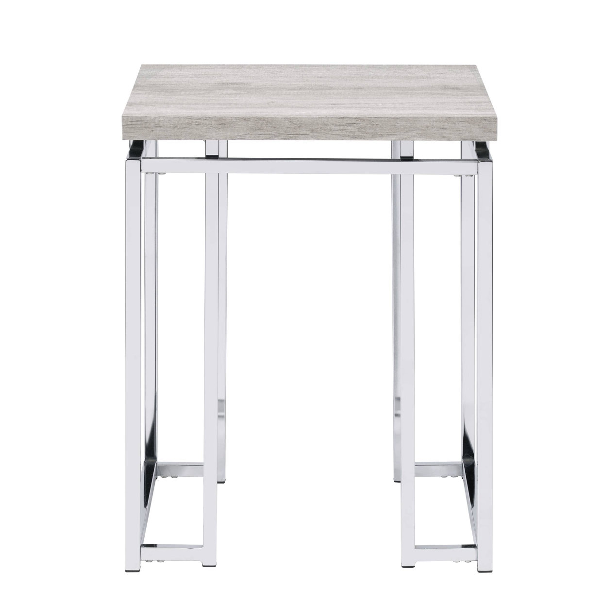 Wrought Studio Natural Oak And Chrome End Table With Metal Sled Base ...