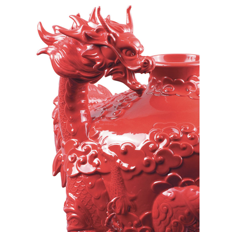 Red/Black 12.6" Porcelain Table Vase
