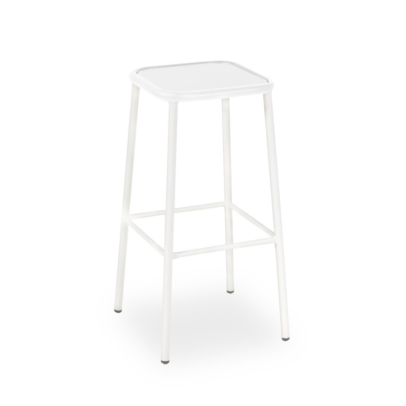Shel Steel Outdoor Stool, White