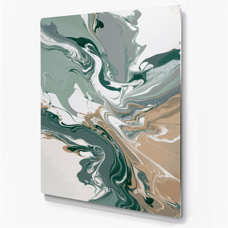 Abstrait art fluide 56, art mural en métal brun, H 12 po x l 18 po