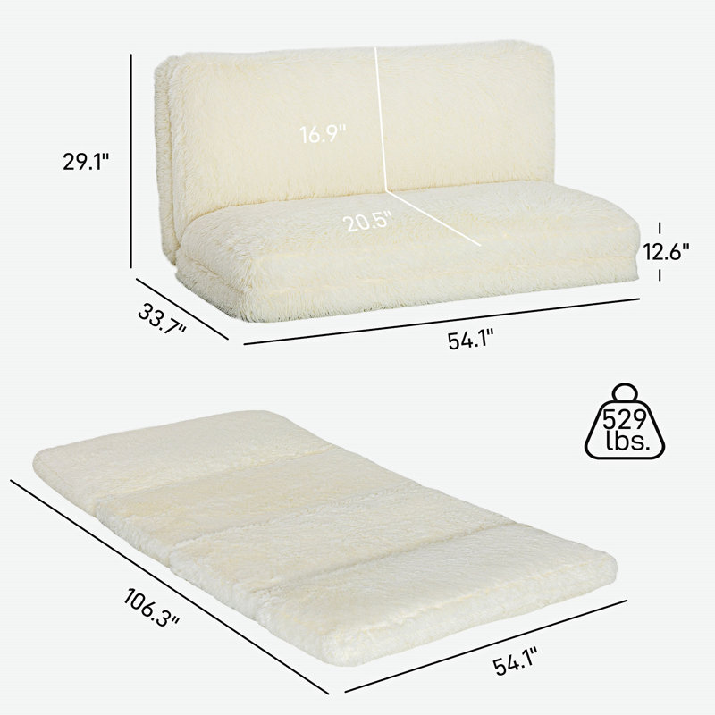 Canapé-lit de plancher, Blanc, crème